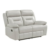 Lexicon Laconia Leather Double Reclining Love Seat in Silver
