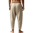 thumbnail image 6 of HOMADLES Mens Casual Linen Joggers Pants Elastic Waist Side Pocket Sports Pants Outdoor Athletic Pants Khaki Size XL, 6 of 9