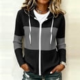 thumbnail image 6 of BUIGTTKLOP Womens Sweaters Hooded Sweatshirt Basic Zip-Up Hoodies Jacket Color Block Long Sleeve Top with Pockets, 6 of 8
