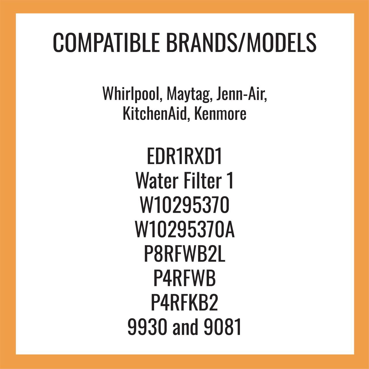 3-Pack W10295370A Water Filter Replacement, Compatible with EDR1RXD1, W10295370A, P8RFWB2L, P4RFWB