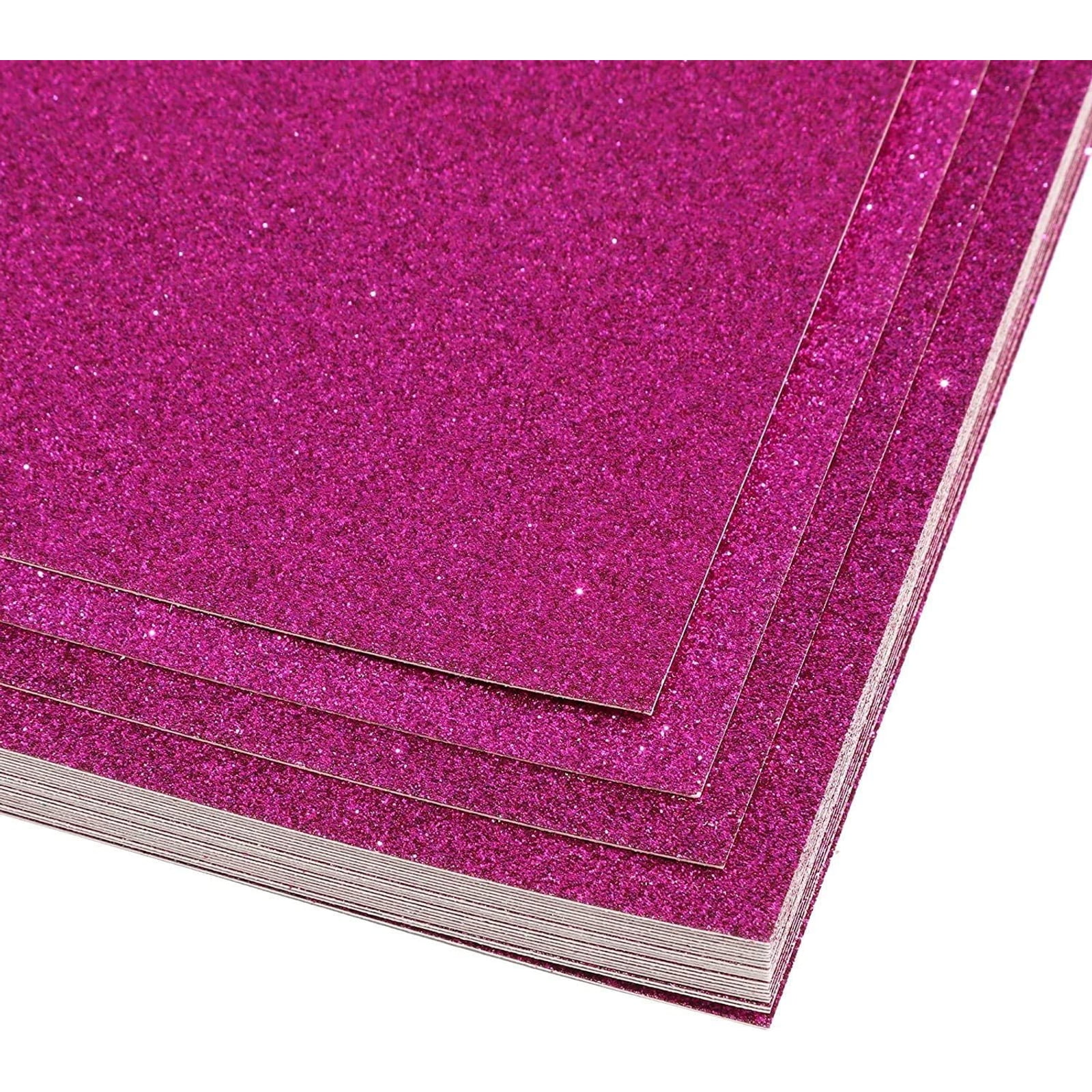 CraftyBook RNAB0B1F91XKR craftybook glitter cardstock set - 15 sheets of rose  pink 12x12in glitter paper for scrapbooking, crafting, and decor
