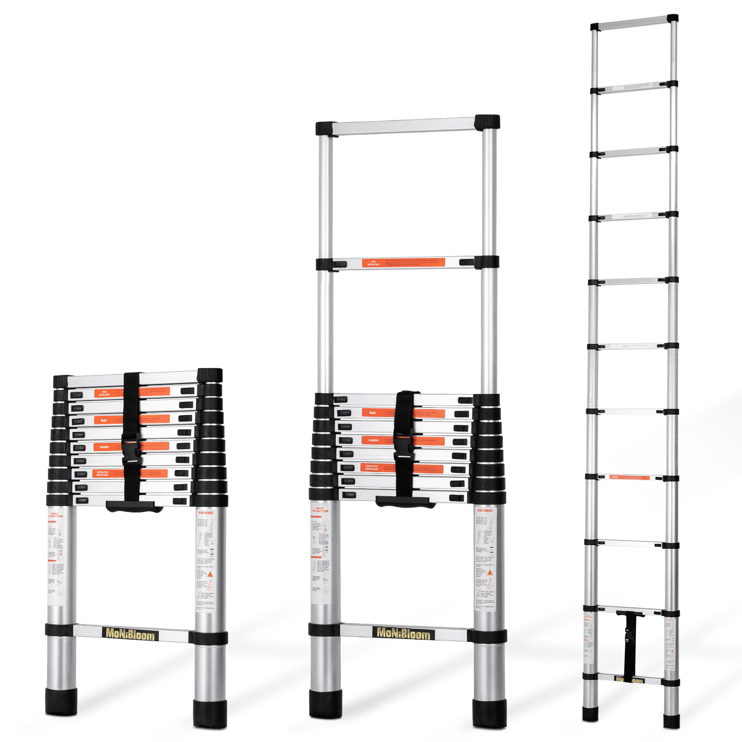 viool Corrupt Gedwongen MoNiBloom 10.6Ft Aluminum Telescoping Multi Position Ladder, 330lbs Load  Capacity, Extension Steps Anti-Slip Rubber Feet - Walmart.com