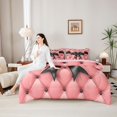 thumbnail image 4 of Manfei Black Crystal Bow Knot Twin Bedding Sets 7-Piece for Kids Teens,Girls Women Vintage Plaid Bedding Comforter Set,Pink Reversible,Breathable Home Decor, 4 of 7