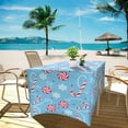 thumbnail image 3 of TSOVTHRID Candy Cane Snowflake Blue Print Tablecloth 6FT Tight Fitted Wrinkle Resistant Table Cloth Stretch Table Cover Rectangular for Event, Banquet，Parties Christmas Decor, 3 of 7