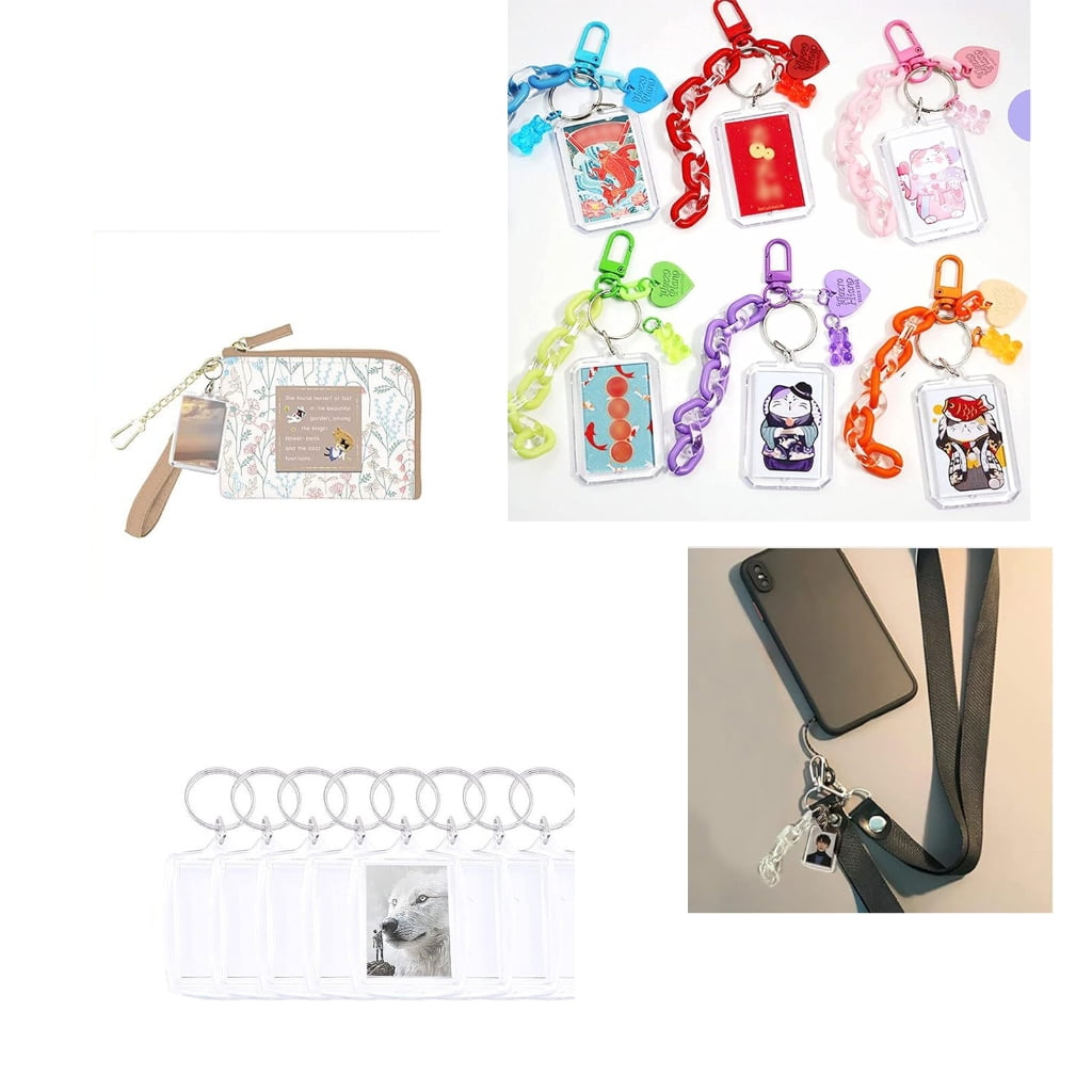 ZPAQI 40pcs Clear Acrylic Keychain Pendants Photo Frame Key Rings Bag Accessories For Valentine's Day gifts