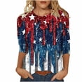 thumbnail image 2 of Gamivast T Shirts for Women American Flag Print Crew Neck Regular Fit Graphic Tees Fourth of July Abstract Patriotic 3/4 Sleeve Vacation Wear, 2 of 5