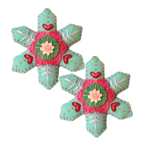 Felt Christmas Snowflake Ornament Kit DIY Handmade Sewing Kit Cut And Threads For Holiday Crafts Tree Decoration Winter Home