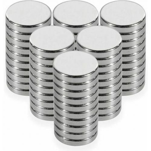 60 imanes redondos de neodimio de 10 mm de diámetro, 2 mm de espesor, potente tracción de 200 g (un imán pequeño) para colgar papel, archivos, fotografías, recetas en marco magnético o refrigerador,