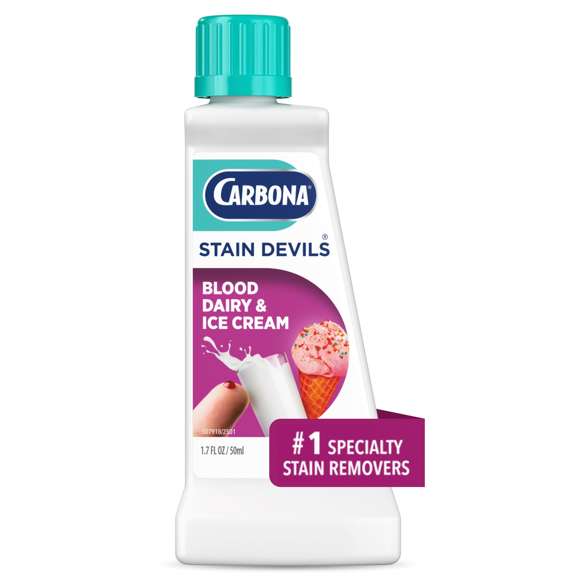 (2 pack) Carbona Stain Devils® #4 | Blood, Dairy & Ice Cream | Professional Strength Laundry Stain Remover | Multi-Fabric Cleaner | Safe On Skin & Washable Fabrics | 1.7 Fl Oz, 1 Pack