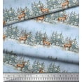 thumbnail image 2 of Soimoi Blue Velvet Fabric Reindeer & Snowflakes Tree Printed Craft Fabric by the Yard 58 Inch Wide, 2 of 3