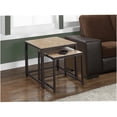 thumbnail image 4 of Nesting Table Set of 2, End Tables with Tile Top, Metal Frame, Space Saving Accent Tables for Living Room, Bedroom, Brown, 4 of 5