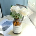 thumbnail image 1 of Xihbxyly Ramo de Rosas Artificiales, Elegantes Flores de Tela Blanca, Rosas Artificiales Bellamente Elaboradas, Decoración para Bodas, Jardín, Oficina o Fiesta, 28 Cm de Largo, 9 Cm de Diámetro de La, 1 of 3