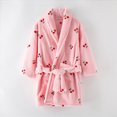 thumbnail image 2 of Toddler Boys Girls Flannel Bathrobes 2-12T Kids Soft Hooded Sleepwear Cartoon Print Night-robe Kids Flannel Hooded Bathrobe Toddler Plush Robes With Belt,Hot Pink,Size 3-4T, 2 of 4