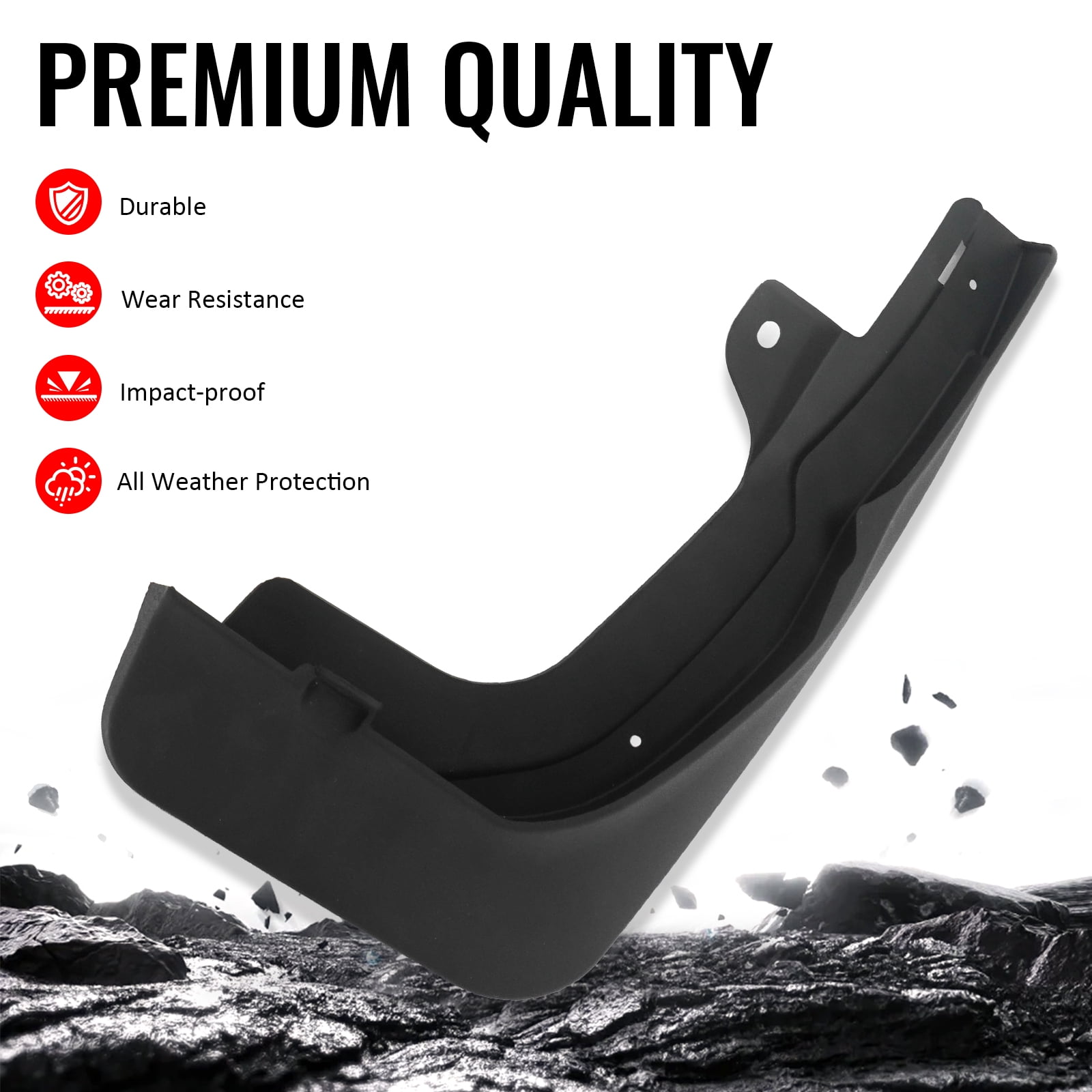 Ikon Motorsports 4PCS Front Rear Mud Flaps Wheel Arch Splash Guards MudFlaps For 2023-2026 Lexus RX350 RX350h RX450h+ RX500h, Black PP PK389-13P00-TP