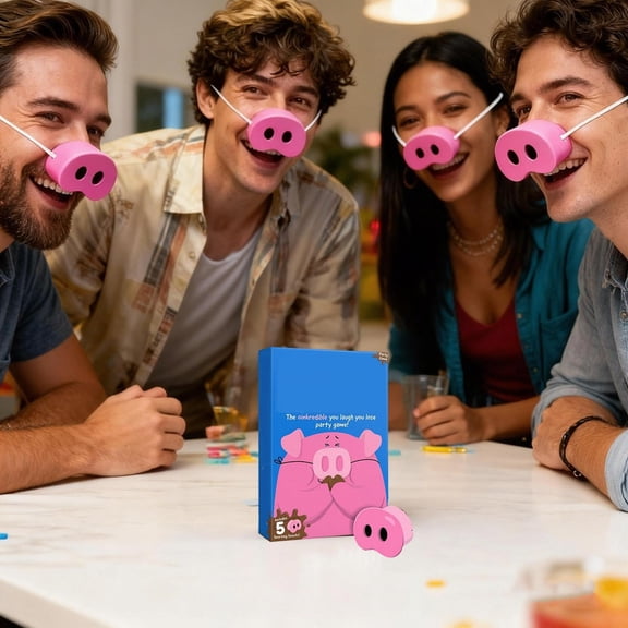Snort Funny Party Games, The Oinkcredible You Laugh You Lose Party Game Pig Game with 150 Challenge Cards Fun and Engaging Family Reunion & Adult Games for Groups