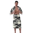 thumbnail image 2 of Colevkie 2 Pieces Bath Wrap Set Shower Skirt & Bath Towel for Men Soft Adjustable Polyester Beach Towel Spa Towel Quick Drying Portable Printed Black White Checkered Pattern, 2 of 7