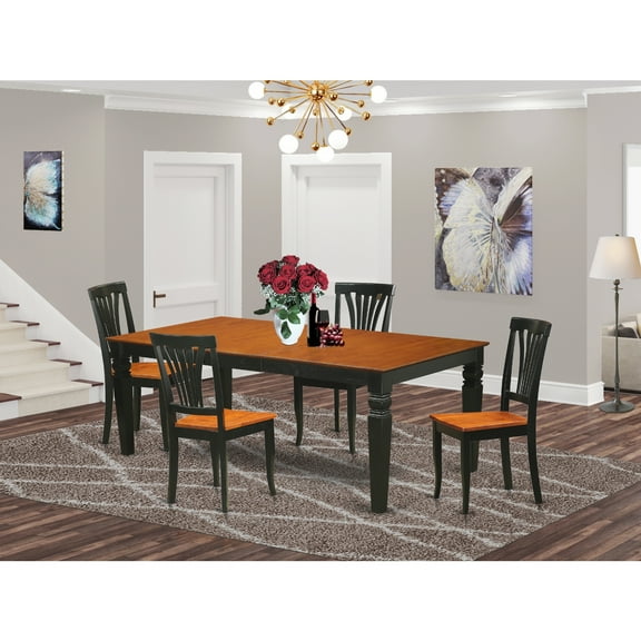 East West Furniture Logan 5Pcs Wood Dining Room Set in Black/Cherry