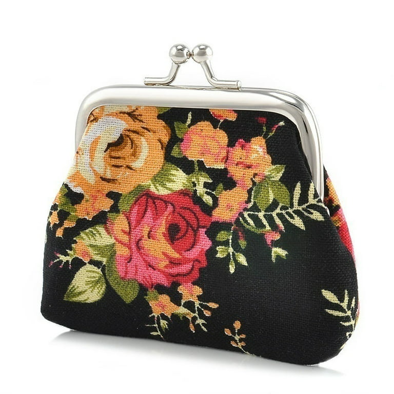  Pink Rose Flowers Coin Purse Pouch Kiss-lock Change Purse  Buckle Wallet for Women Girls : Clothing, Shoes & Jewelry