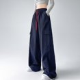 thumbnail image 4 of Basic Simple Womens Sport Casual pants High waist Loose Drawstring Overalls, 4 of 9