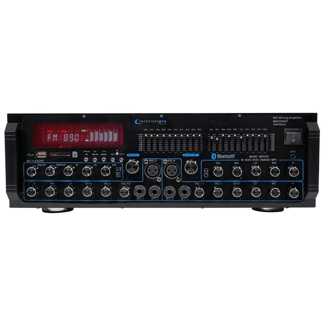 Technical Pro MM2000BT - Mezclador de micrófono con Bluetooth, Amplificador SD, USB