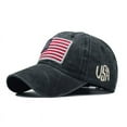 thumbnail image 2 of Clearance! Fdelink Adult Classic American Flag Washed Old Letter American Sunshade Baseball Cap Fashion Cap (Black), 2 of 7
