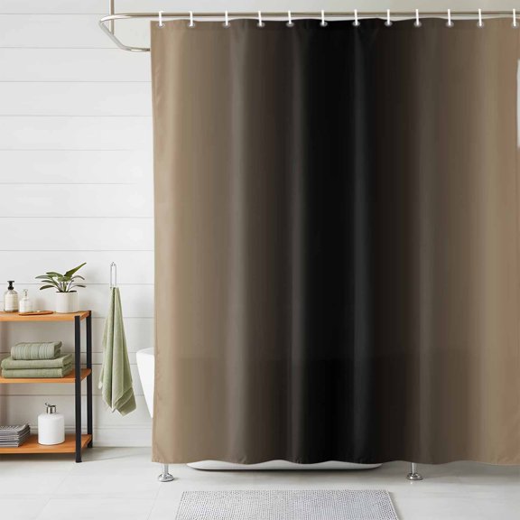 Shower Curtains for Bathroom, Beige Black Ombre Waterproof Fabric Shower Curtain, Modern Gradient Abstract Art Decorative Bathroom Curtain for Bathtub, 72"x84", No Hooks Included