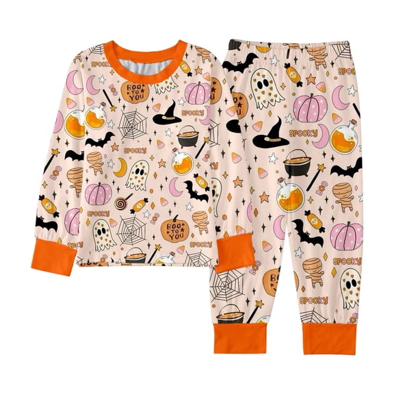 FYDUU Halloween Kids Pajama Sets for Boys Girls Long Sleeve Tops and Pants Snug-Fit 2 Piece Sleepwear Holiday Pajamas Loungewear Set 2-3 Years