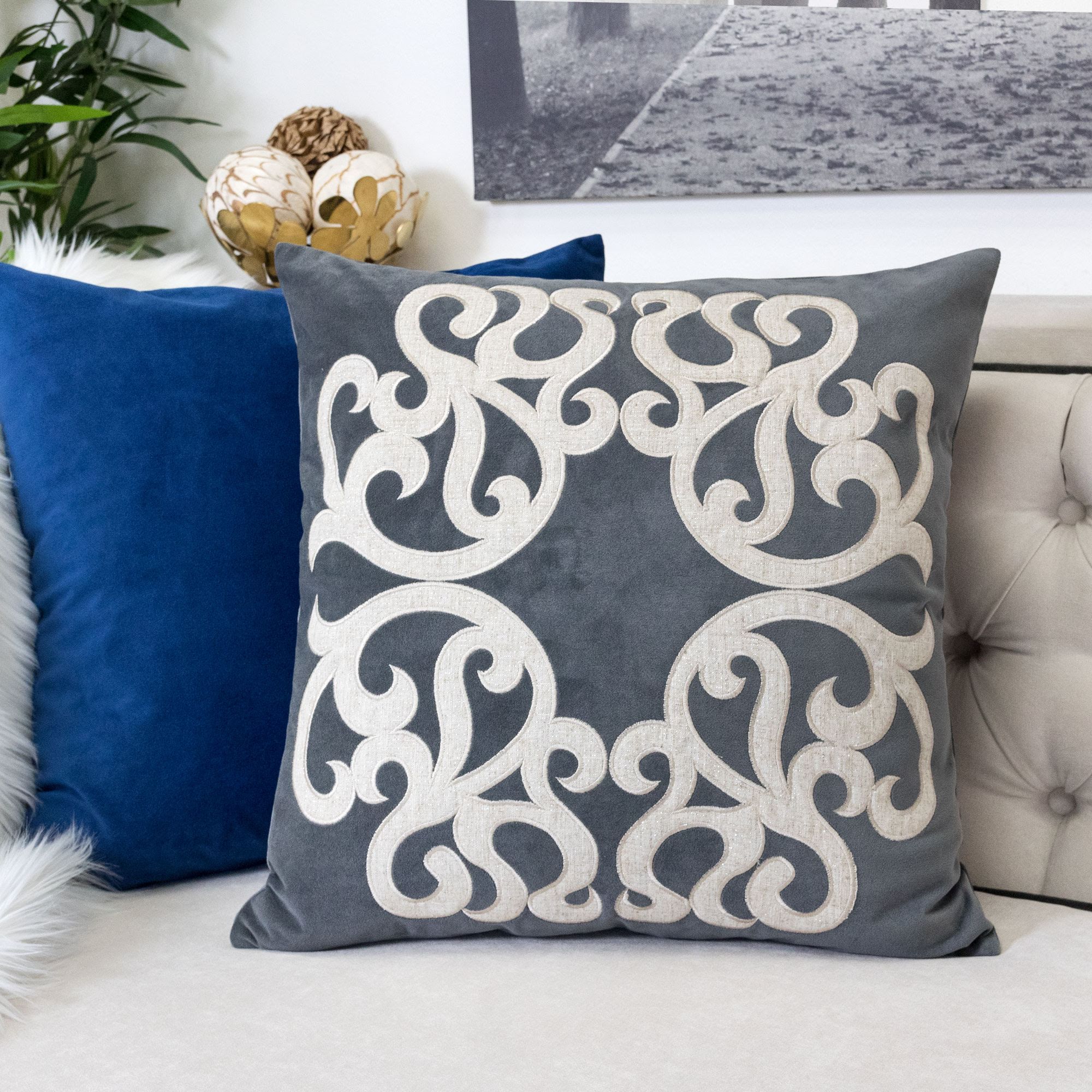 Stacey Gray Abstract Polyester 20 in. x 20 in. Throw Pillow