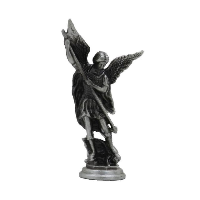 Figura de ángel San Miguel, artesanía, adorno religioso coleccionable de mesa Gris