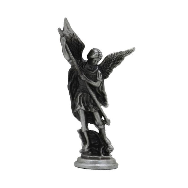 Figura de ángel San Miguel, escultura de ángel de batalla, adorno de escritorio para gabinete Gris