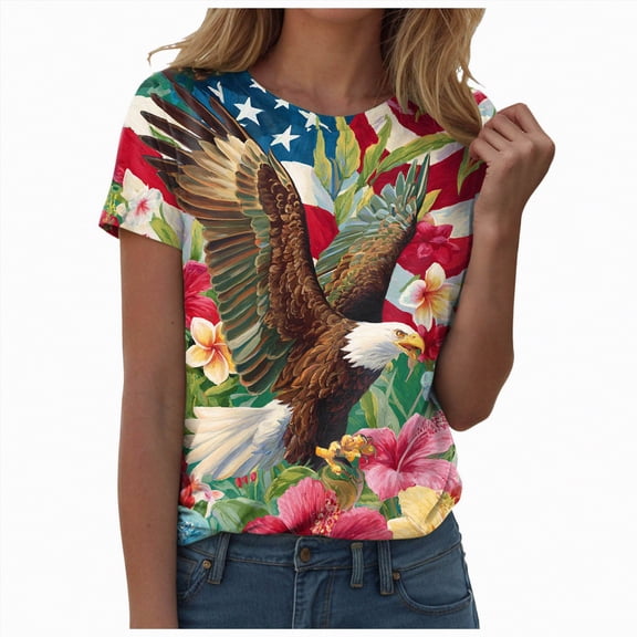 Leey-World 250th Anniversary Usa Shirts Gifts USA Flag Shirts for Women: Vintage American Flag Graphic Tshirts 4th of July Tees Patriotic Blouse Tops(Blue,XL)