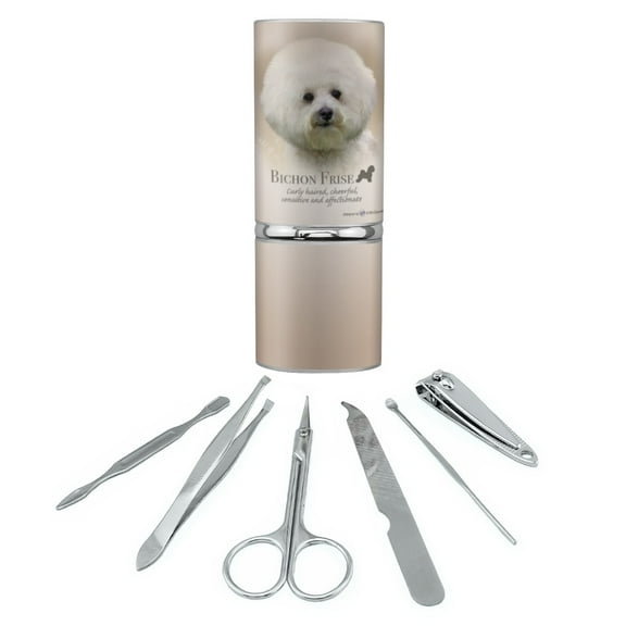 Bichon Frise Dog Breed Stainless Steel Manicure Pedicure Grooming Beauty Care Travel Kit