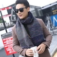thumbnail image 7 of Chidian Gradient Warm Winter Scarves Women Men Shawl Long Thick Couple Scarf (Navy Blue), 7 of 7