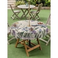 thumbnail image 4 of Outdoor Tablecloths with Umbrella Hole & Zipper, Spring Flowers Round Tablecloth 54 Inch, Vintage Floral Leaves Birds Pastoral Botanical Waterproof Table Cloth, Patio/Pool/Picnic Table Covers, 4 of 8