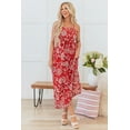 thumbnail image 6 of Women's Red Floral Printed Spaghetti Strap Empire Waist Maxi Dress - Bohemian Style for Summer | [ZhiHiMeRi] | (US 12-14)L, 6 of 12