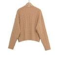 thumbnail image 3 of Womens Fall Sweaters Sevevn Women's Solid Cable Knitted Sweater Casual Long Sleeve Pullover Crew Neck Tops, 3 of 7
