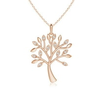 ANGARA Natural Tree of Life Diamond Pendant in 14K Rose Gold for Women (Size-1mm | Color-G | Clarity-VS2) | April Birthstone, Birthday, Anniversary, Jewelry Gift for Women | Natural Diamond Necklace