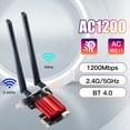 thumbnail image 2 of Tarjeta Adaptadora de Red Inalámbrica PCI-e AC1200M WiFi 5, Bluetooth 4.0, Banda Dual, 2,4 G/5 GHz, 802.11AC, para Ordenador Portátil y de Escritorio., 2 of 5