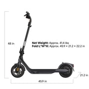 Segway E2 Pro Electric Scooter, 18.6 mph Max Speed, 21.7 Miles Max Range, Teens and Adults, Black