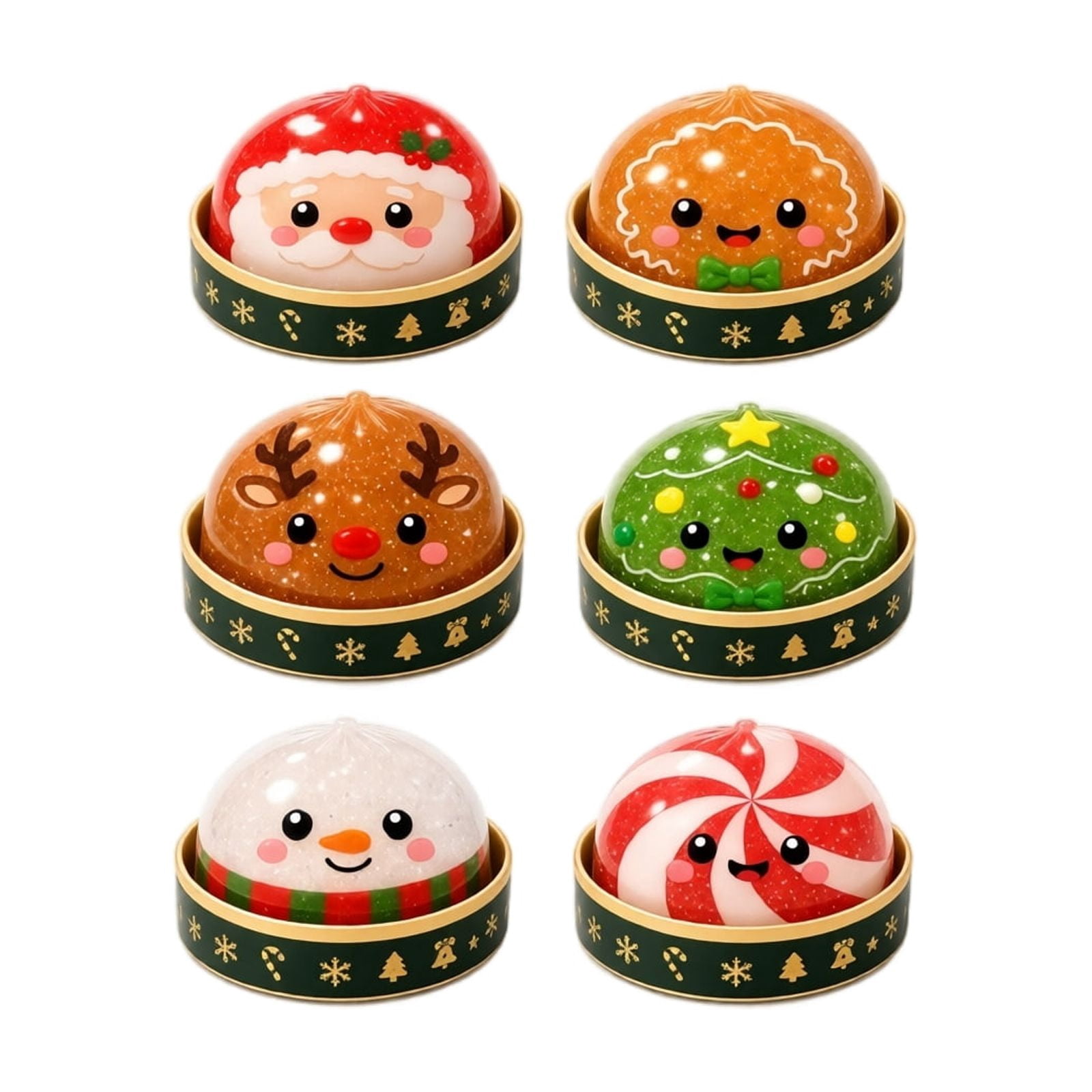 Christmas Santa Dumpling Squishies Toys Christmas Santa Dumpling Squishy Squishy Dumpling Stretchy Clear Gel Dumplings Stress Balls Collectible Blind Box Sensory Toy,1PC