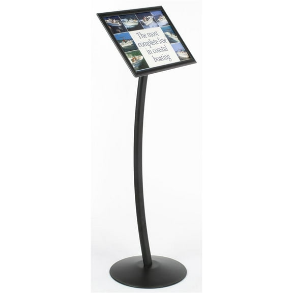 Menu Holder for 17” x 11” Images Black Finish Metal Display Stand – Floor Standing Poster Frame Has a Sturdy Base (CMB17BLKL)