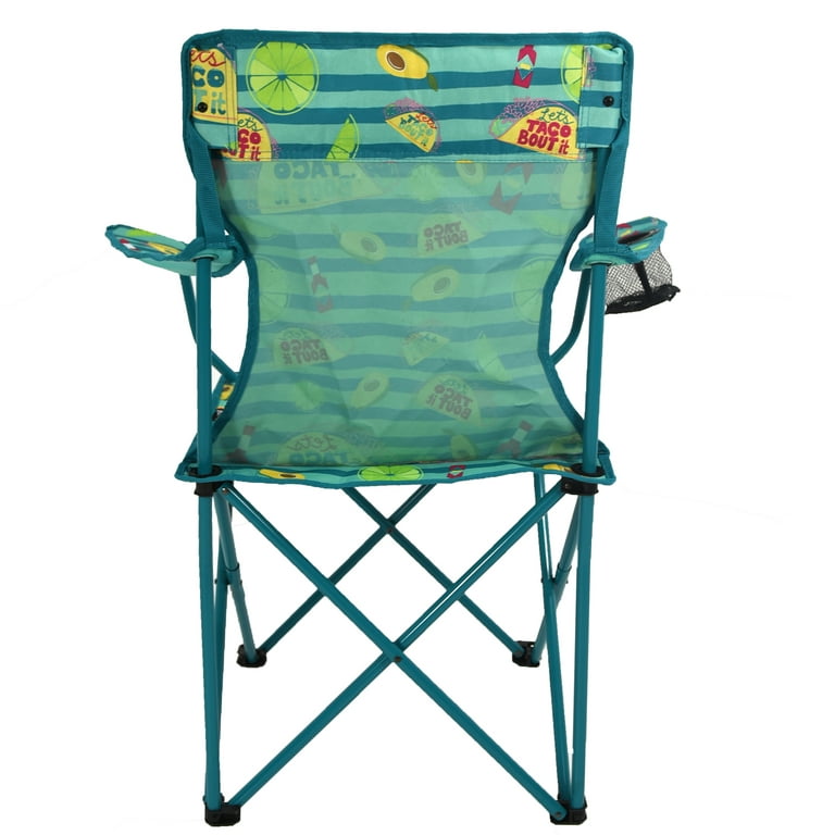 Ozark Trail Camp Chair Taco Design Green with Blue Adult Walmart