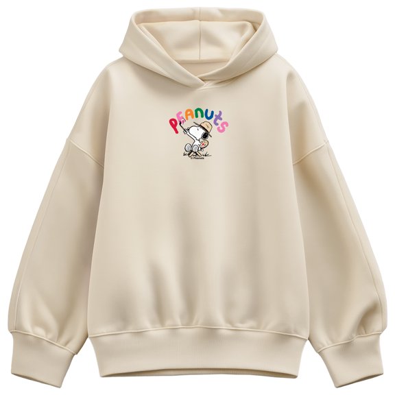 Peanuts - Rainbow Painting - Women's Oversized Fleece Hoodie Sweatshirt