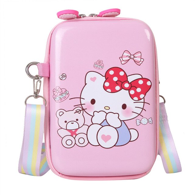 Bolsos cruzados de Hello Kitty para niñas, bolsos de mensajero de Anime Sanrio, Kuromi Cinnamoroll, bolso de teléfono móvil portátil para mujeres
