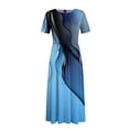 thumbnail image 3 of Jzuxvd Trendy Short Sleeve Maxi Dress Casual Plus Size Crewneck Long Dress Elegant Formal A Line Smocked Flowy Party Dress 2024 Blue XXL, 3 of 4