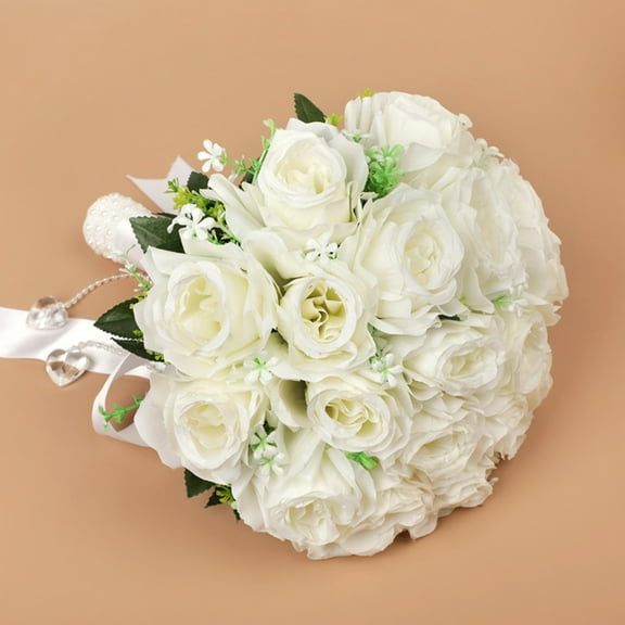 Royal Bridal Wedding Bouquet Round Holding Bouquet Throw Toss Artificial Rose Flower Bunch for Bride Bridesmaid Wedding Quinceanera