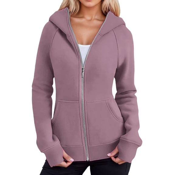 Landzoo One Zip Up Hooded Jacket Soft Thermal Sweatshirt For Outdoor Athletic Running Jogging Casual Comfort Wear Cozy Breathable Women's Hoodie XL