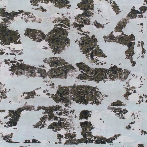 Ahgly Company Machine Washable Indoor Square Abstract Metallic Silver Gray Area Rugs, 6' Square