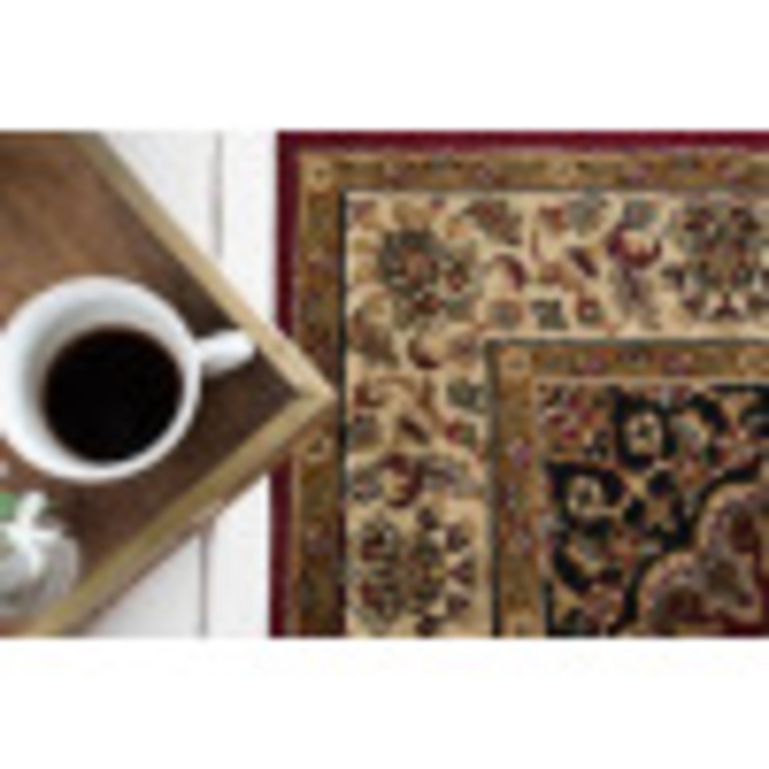 Transitional 9x13 Area Rug (8'9'' x 12'3'') Oriental Red, Beige Living Room Easy to Clean