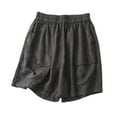 thumbnail image 2 of aidice Shorts for Women Summer Linen Cotton Loose Fitting Shorts with Pockets Casual Lightweight Wide Leg Shorts, 2 of 4